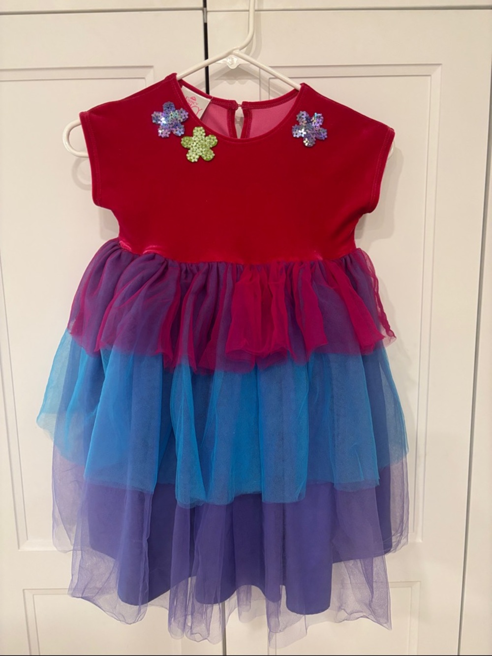 Fancy Nancy Velvet & Tulle Dress Costume with Sequin Flowers - 5